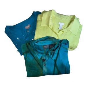 Lot of three Chico’s size 1 blouses.